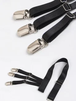 Men's Adjustable Shirt Stays with Non-Slip Clips, Elastic Garter Style Shirt Holder for Business, Formal Wear, and Daily Use