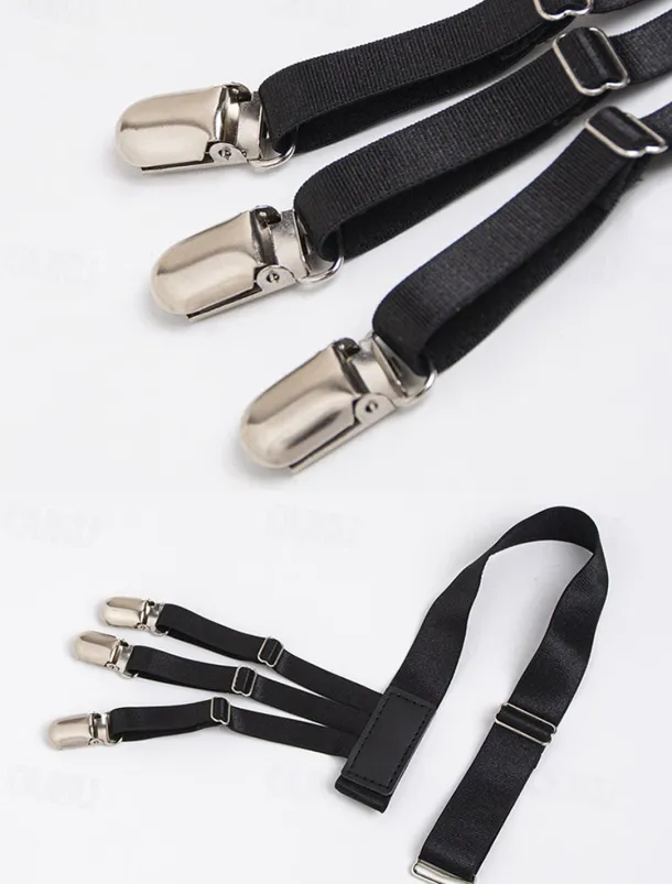 Men's Adjustable Shirt Stays with Non-Slip Clips, Elastic Garter Style Shirt Holder for Business, Formal Wear, and Daily Use