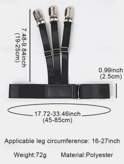 Men's Adjustable Shirt Stays with Non-Slip Clips, Elastic Garter Style Shirt Holder for Business, Formal Wear, and Daily Use