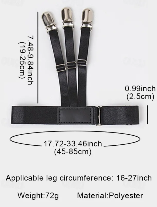 Men's Adjustable Shirt Stays with Non-Slip Clips, Elastic Garter Style Shirt Holder for Business, Formal Wear, and Daily Use