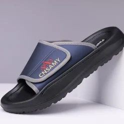 Men's Adjustable Slide Sandals - Comfortable Non-Slip Lightweight Casual Slippers for Indoor and Outdoor Use