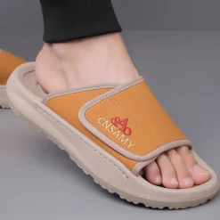 Men's Adjustable Slide Sandals - Comfortable Non-Slip Lightweight Casual Slippers for Indoor and Outdoor Use