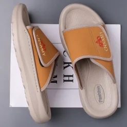 Men's Adjustable Slide Sandals - Comfortable Non-Slip Lightweight Casual Slippers for Indoor and Outdoor Use