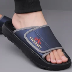 Men's Adjustable Slide Sandals - Comfortable Non-Slip Lightweight Casual Slippers for Indoor and Outdoor Use