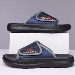 Men's Adjustable Slide Sandals - Comfortable Non-Slip Lightweight Casual Slippers for Indoor and Outdoor Use