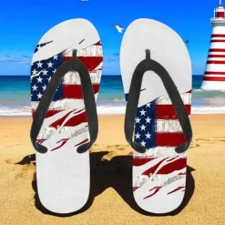 Men's American Flag Flip-Flops – Patriotic Stars & Stripes Sandals for Summer, Independence Day & Beachwear