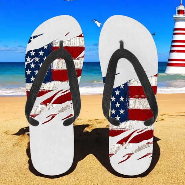 Men's American Flag Flip-Flops – Patriotic Stars & Stripes Sandals for Summer, Independence Day & Beachwear