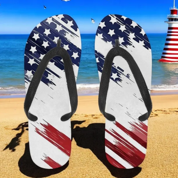 Men's American Flag Flip-Flops – Patriotic Stars & Stripes Sandals for Summer, Independence Day & Beachwear