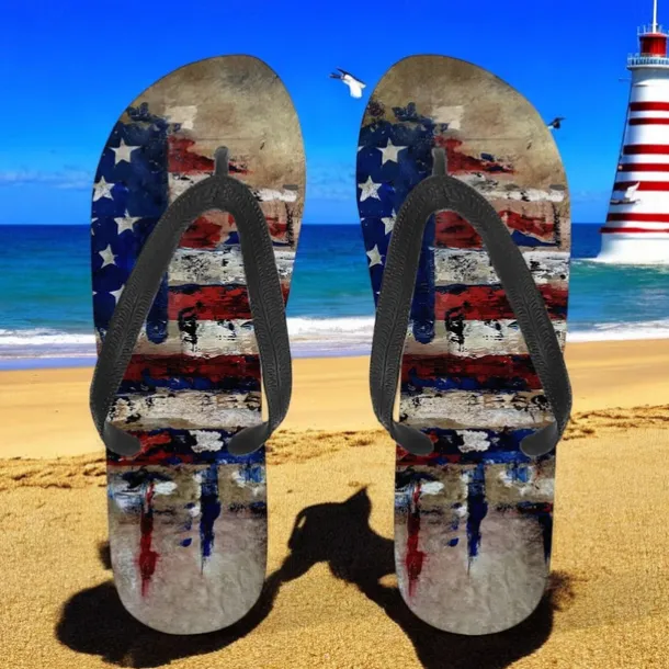 Men's American Flag Flip-Flops – Patriotic Stars & Stripes Sandals for Summer, Independence Day & Beachwear