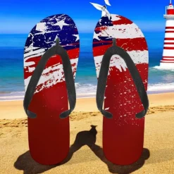 Men's American Flag Flip-Flops – Patriotic Stars & Stripes Sandals for Summer, Independence Day & Beachwear