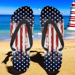 Men's American Flag Flip-Flops – Patriotic Stars & Stripes Sandals for Summer, Independence Day & Beachwear
