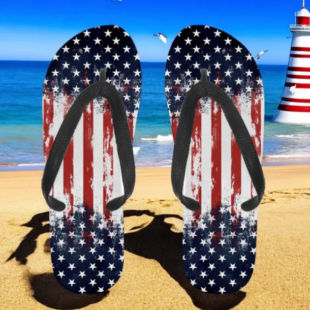 Men's American Flag Flip-Flops – Patriotic Stars & Stripes Sandals for Summer, Independence Day & Beachwear