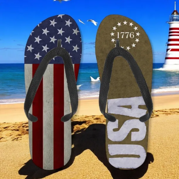 Men's American Flag Flip-Flops – Patriotic Stars & Stripes Sandals for Summer, Independence Day & Beachwear