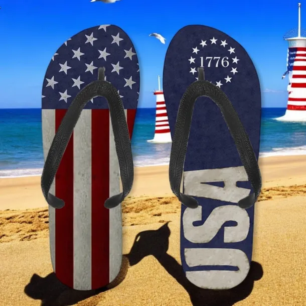 Men's American Flag Flip-Flops – Patriotic Stars & Stripes Sandals for Summer, Independence Day & Beachwear
