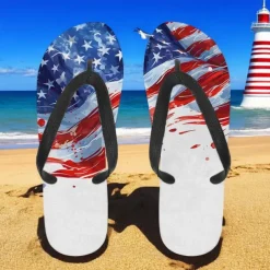 Men's American Flag Flip-Flops – Patriotic Stars & Stripes Sandals for Summer, Independence Day & Beachwear