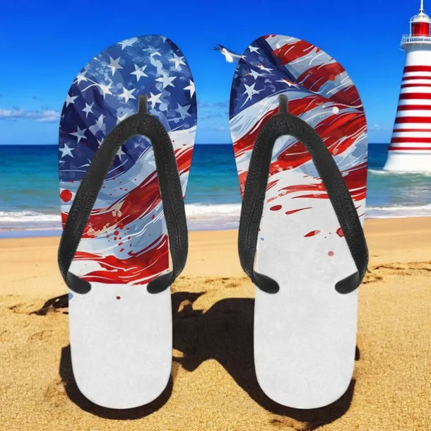 Men's American Flag Flip-Flops – Patriotic Stars & Stripes Sandals for Summer, Independence Day & Beachwear