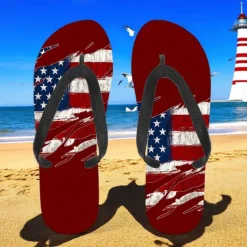 Men's American Flag Flip-Flops – Patriotic Stars & Stripes Sandals for Summer, Independence Day & Beachwear
