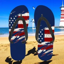 Men's American Flag Flip-Flops – Patriotic Stars & Stripes Sandals for Summer, Independence Day & Beachwear