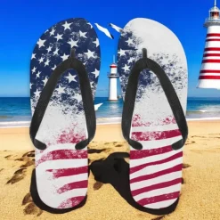 Men's American Flag Flip-Flops – Patriotic Stars & Stripes Sandals for Summer, Independence Day & Beachwear