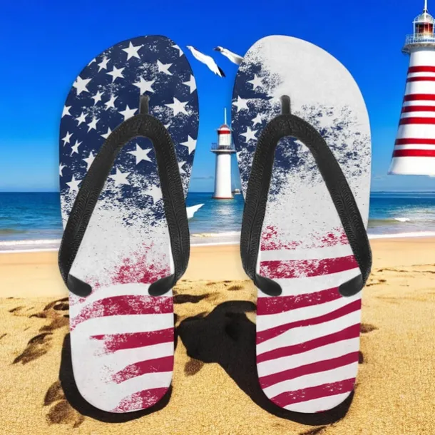 Men's American Flag Flip-Flops – Patriotic Stars & Stripes Sandals for Summer, Independence Day & Beachwear