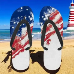 Men's American Flag Flip-Flops – Patriotic Stars & Stripes Sandals for Summer, Independence Day & Beachwear