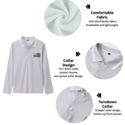 Men's American Flag Veterans Golf Shirt Long Sleeve Polo Shirts Collared Shirts Casual Vacation Wear Party Outfits Buttons 3D Print Fall & Winter Black Pink Green