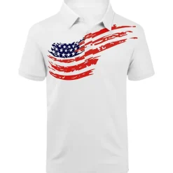 Men's American Flag Veterans Polo Shirts Golf Shirt Short Sleeve Polo Shirts Collared Shirts Casual Streetwear Vacation Wear Party Outfits Buttons 3D Print White Navy Blue Blue