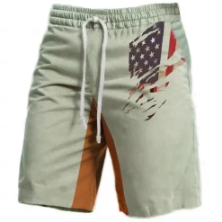Men's American US Flag Graphic Prints Sweat Shorts Beach Shorts Terry Shorts Mid Waist Vintage Casual Daily Holiday Streetwear Drawstring Elastic Waist 3D Print Designer Clothing Apparel