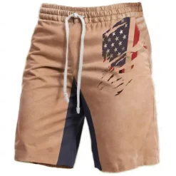 Men's American US Flag Graphic Prints Sweat Shorts Beach Shorts Terry Shorts Mid Waist Vintage Casual Daily Holiday Streetwear Drawstring Elastic Waist 3D Print Designer Clothing Apparel