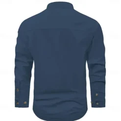 Men's American US Flag Patriotic Work Shirt Western Shirt Cargo Shirt Long Sleeve Casual Tactical Sports & Outdoor Going out Winter Spring & Fall Turndown Print Black Army Green Blue