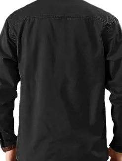 Men's American US Flag Patriotic Work Shirt Western Shirt Cargo Shirt Long Sleeve Vintage Casual Tactical Sports & Outdoor Going out Winter Spring & Fall Turndown Print Black