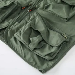 Men's American US Flag Waistcoat Gilet Fishing Vest Tactical Practical Removable Casual Sports Outdoor Fishing Photography Mesh Side Pockets Quick Dry Collarless Sleeveless Army Green Dark Blue