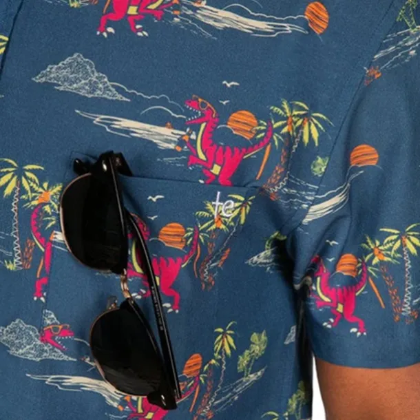 Men's Animal Dinosaur Coconut Tree Shirt Summer Hawaiian Shirt Aloha Shirt Short Sleeves Shirt Turndown Tropical Hawaiian Designer Outdoor Casual Daily White Black / Green Navy Blue 3D Print S M L