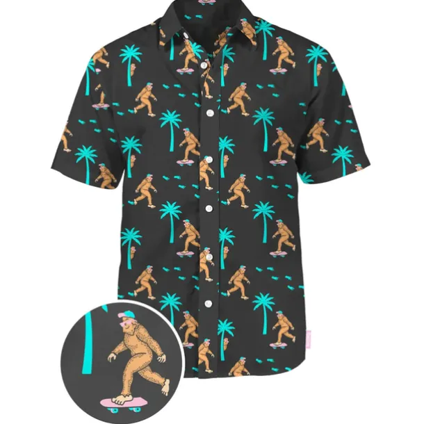 Men's Animal Dinosaur Coconut Tree Shirt Summer Hawaiian Shirt Aloha Shirt Short Sleeves Shirt Turndown Tropical Hawaiian Designer Outdoor Casual Daily White Black / Green Navy Blue 3D Print S M L