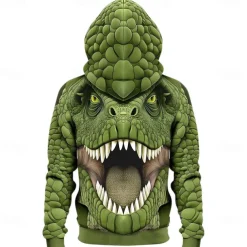 Men's Animal Dog Hoodies Sweatshirt Cool Party Long Sleeve Crew Neck Club Streetwear White Green Drawstring Graphic Fall Winter Designer