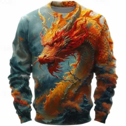 Men's Animal Dragon Sweatshirts Sweatshirt Pullover Long Sleeve Sweatshirt Crew Neck Fashion Casual Street Style 3D Print Going out Streetwear 3D Print Spring & Fall