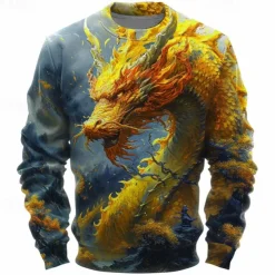 Men's Animal Dragon Sweatshirts Sweatshirt Pullover Long Sleeve Sweatshirt Crew Neck Fashion Casual Street Style 3D Print Going out Streetwear 3D Print Spring & Fall