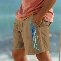 Men's Animal Fish Shorts Summer Shorts Beach Shorts Mid Waist Hawaiian Casual Outdoor Holiday Going out Drawstring Elastic Waist Print Designer Clothing Apparel