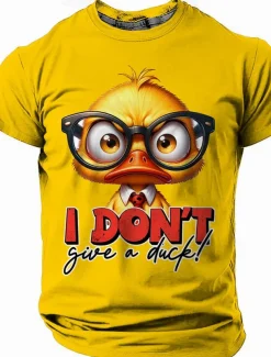 Men's Animal Funny T shirt Short Sleeve T shirt 3D Print Crew Neck Shirt Fashion Athleisure Street Sports Outdoor Daily Yellow Summer Spring Clothing Apparel S M L XL XXL XXXL