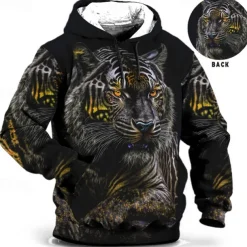 Men's Animal Graphic Prints Hoodie Hoodies Sweatshirt Daily Classic Long Sleeve Hooded Holiday Going out Streetwear Yellow Blue Print Spring & Fall Designer