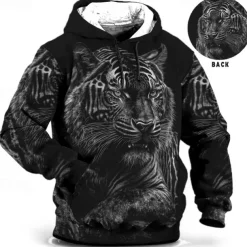 Men's Animal Graphic Prints Hoodie Hoodies Sweatshirt Daily Classic Long Sleeve Hooded Holiday Going out Streetwear Yellow Blue Print Spring & Fall Designer