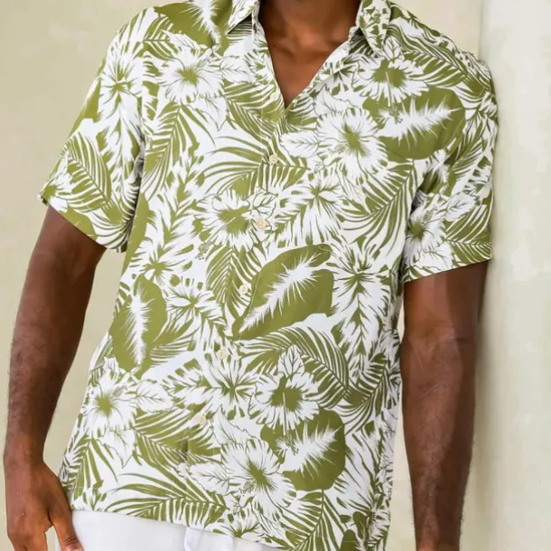 Men's Animal Leopard Shirt Summer Hawaiian Shirt Aloha Shirt Short Sleeves Shirt Turndown Tropical Fashion Hawaiian Outdoor Street Hawaiian Black Brown Green S M L