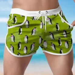 Men's Animal Penguin Swim Shorts Board Shorts Swimming Trunks Mid Waist Fashion Designer Surfing Holiday Beach Pocket Drawstring Elastic Waist Designer Clothing Apparel