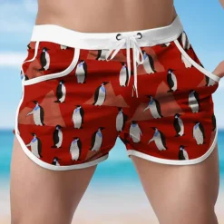 Men's Animal Penguin Swim Shorts Board Shorts Swimming Trunks Mid Waist Fashion Designer Surfing Holiday Beach Pocket Drawstring Elastic Waist Designer Clothing Apparel