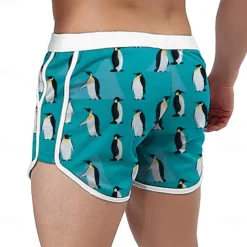 Men's Animal Penguin Swim Shorts Board Shorts Swimming Trunks Mid Waist Fashion Designer Surfing Holiday Beach Pocket Drawstring Elastic Waist Designer Clothing Apparel