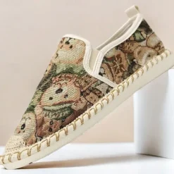 Men's Animal Print Canvas Espadrille Slip-On Shoes with Jute Rope Sole – Comfortable Casual Summer Footwear