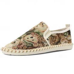 Men's Animal Print Canvas Espadrille Slip-On Shoes with Jute Rope Sole – Comfortable Casual Summer Footwear