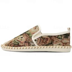 Men's Animal Print Canvas Espadrille Slip-On Shoes with Jute Rope Sole – Comfortable Casual Summer Footwear