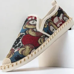 Men's Animal Print Canvas Espadrille Slip-On Shoes with Jute Rope Sole – Comfortable Casual Summer Footwear