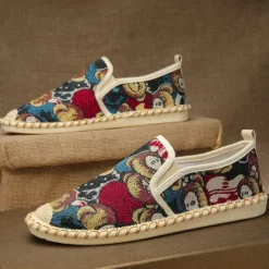 Men's Animal Print Canvas Espadrille Slip-On Shoes with Jute Rope Sole – Comfortable Casual Summer Footwear